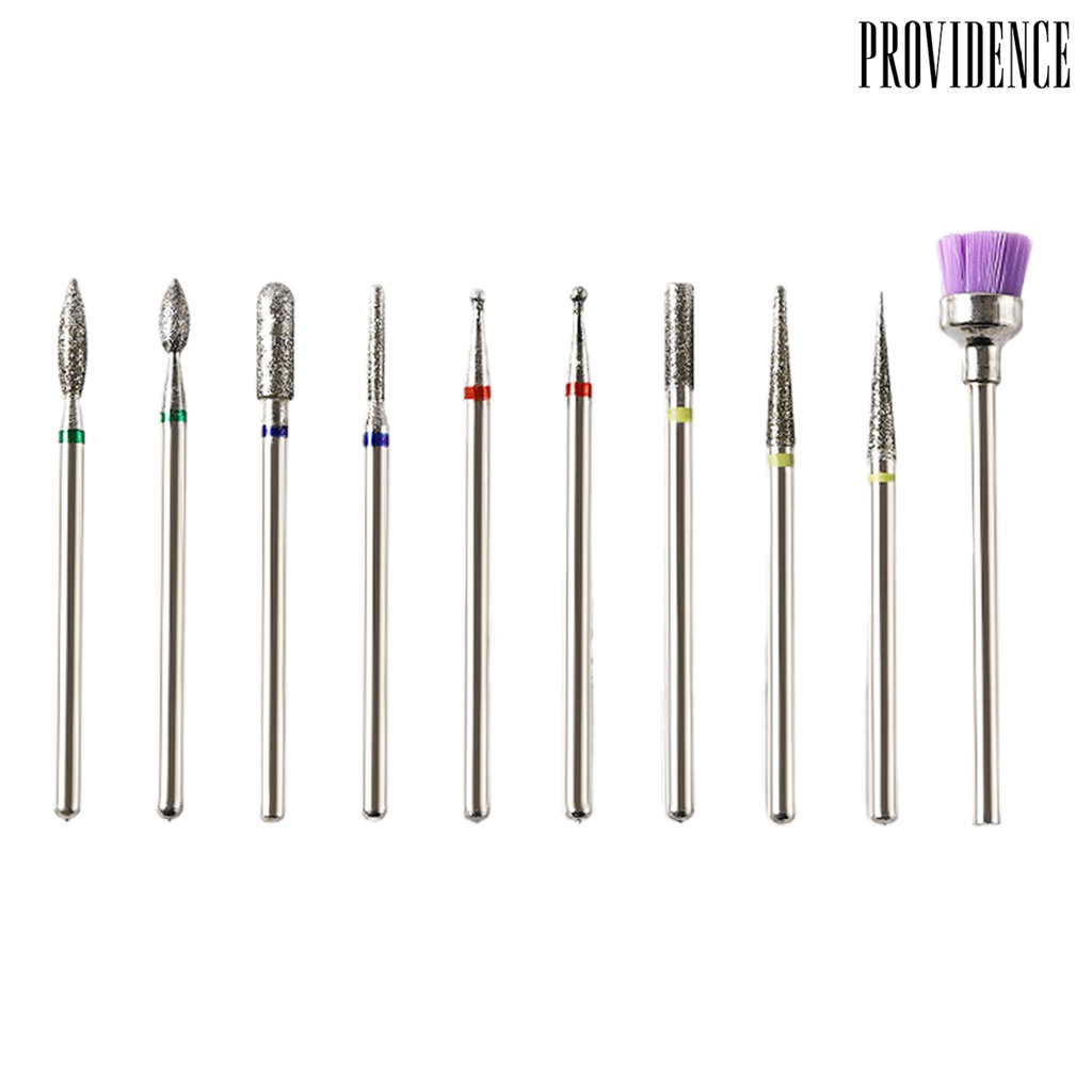 Providence 10Pcs/Set Nail Drill Bits Various Styles High Strength Alloy Tungsten Manicure Grinding Heads Kit for Home