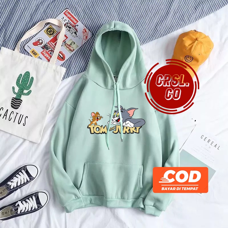 SWEATER HOODIE TOM &amp; JERRY // HOODIE TOY STORY  SAGE LILAC // BISA COD // M-XXL OVERSIZE