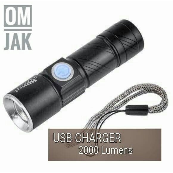 Senter LED Mini USB Rechargeable Flashlight Q5 LED 2000 Lumens