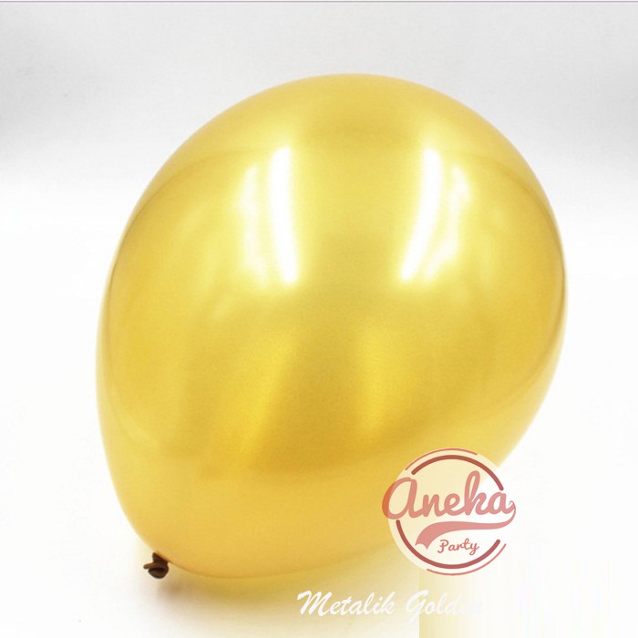 Balon metalik Gold / Balon latex / Balon Metalik 12 inch / Balon Warna gold metalic