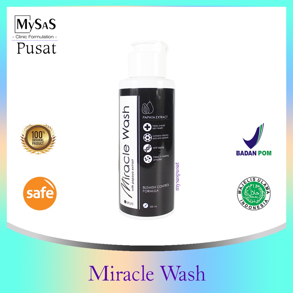 BWS Miracle wash with papaya extract / sabun wajah extra pepaya /mysas  skincare glowing series dan 