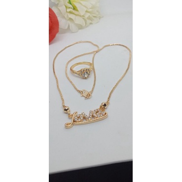 setkalung cincin love terbaru, set kalung dan cincin titanium