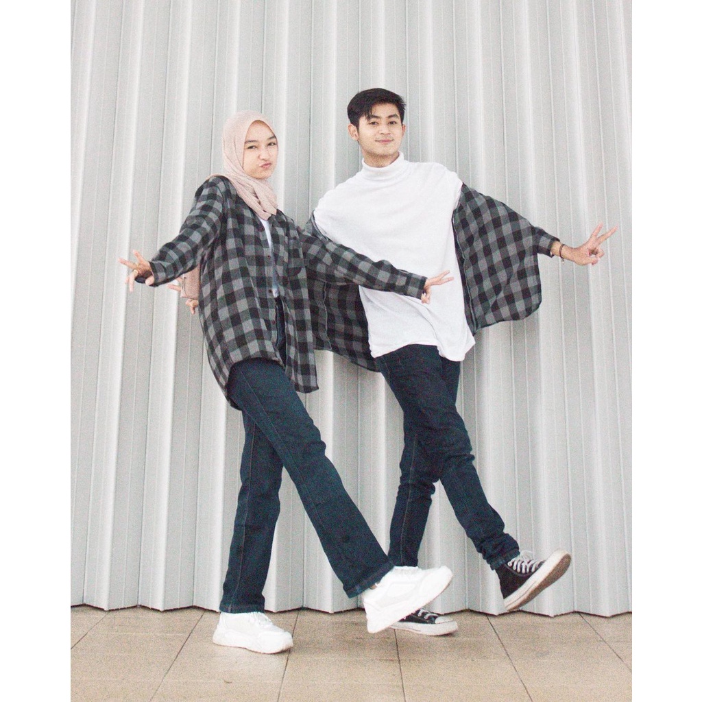 Kayoon Kemeja Couple Set - Baju Couple Kemeja Flanel Kotak Kotak - Outer Couple Pasangan OOTD