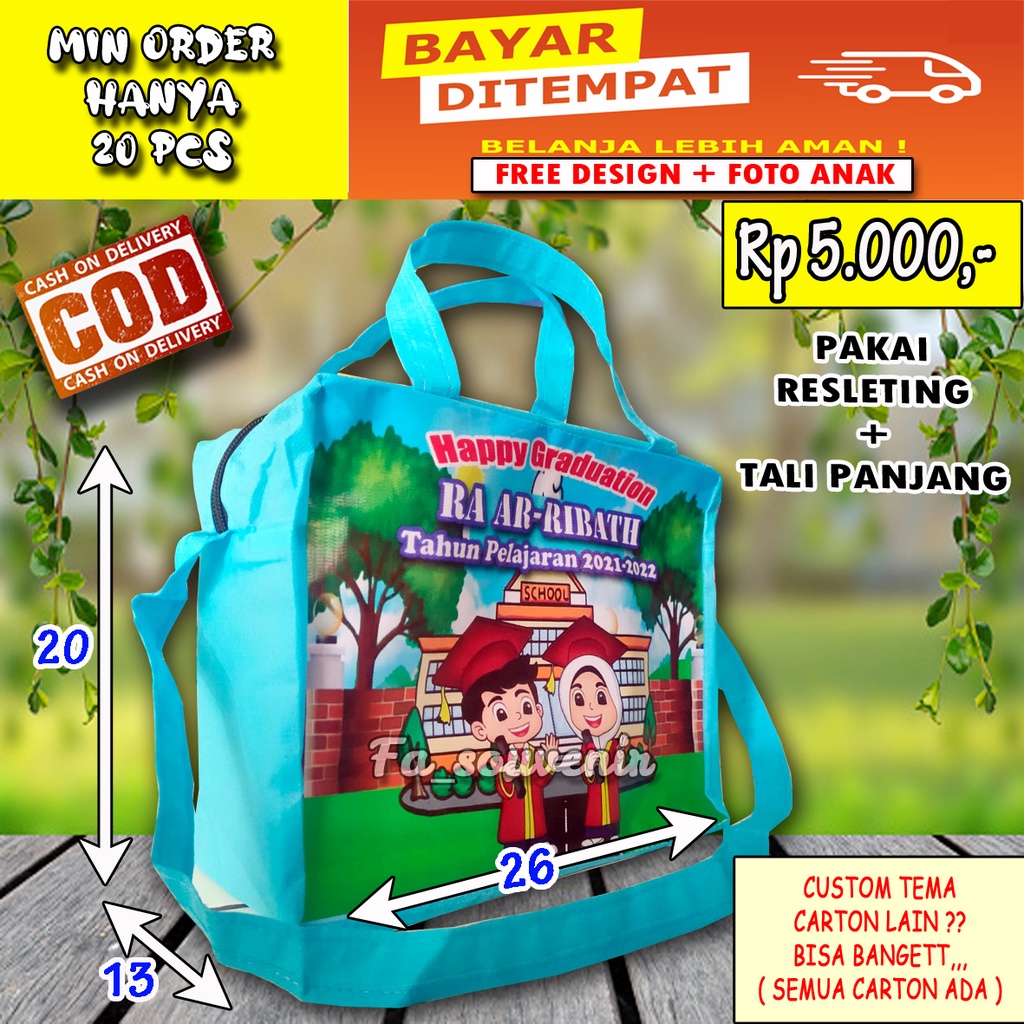 

Tas custom nama Tas Souvenir Perpisahan / Tas ulang tahun / Tas Ultah / Tas Bingkisan / Tas Custom ( MODEL RESLETING + TALI PANJANG ) Godiebag ulang tahun murah souvenir ulang tahun anak