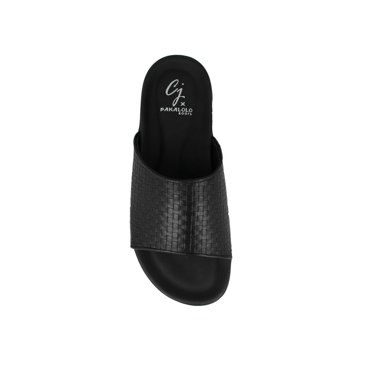 SANDAL SLIDE PAKALOLO PRIA ORIGINAL CASUAL KULIT ASLI HITAM PB03