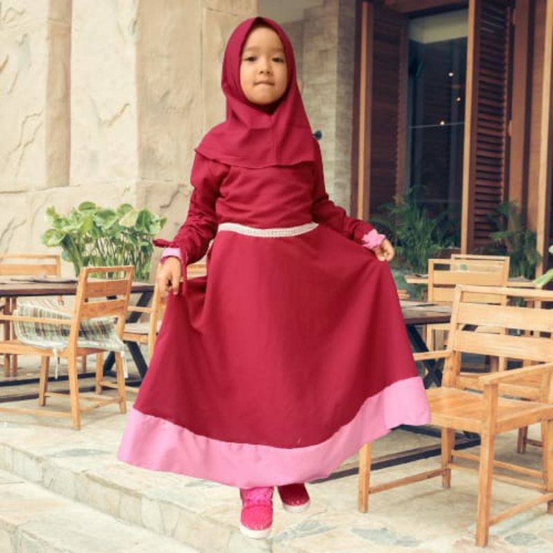 gamis anak perempuan usia 2-6tahun FREE JILBAB