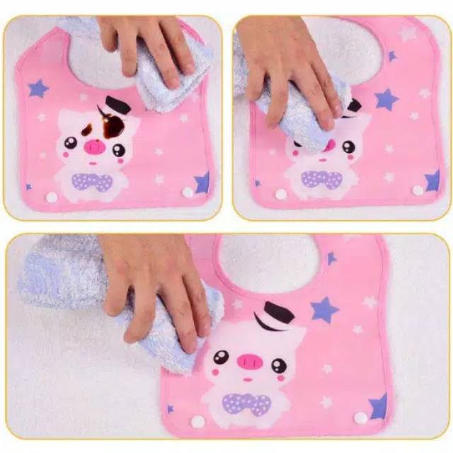 BB-029 Celemek Wadah Bayi Silikon Tahan Air Motif Lucu