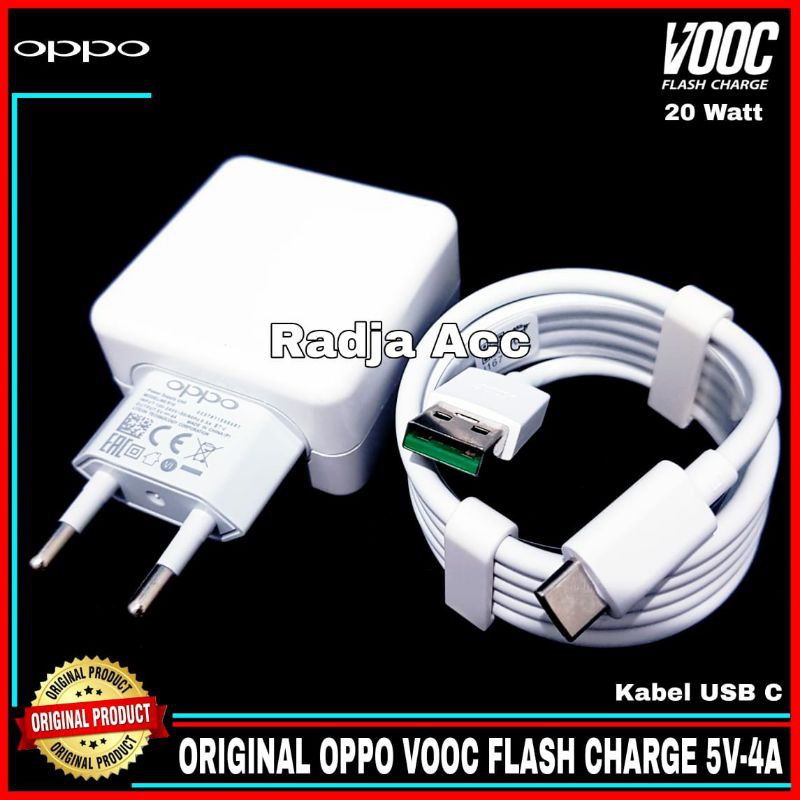 Charger Oppo A91 VOOC Flash Charge Original 100% USB Type C 20 Watt