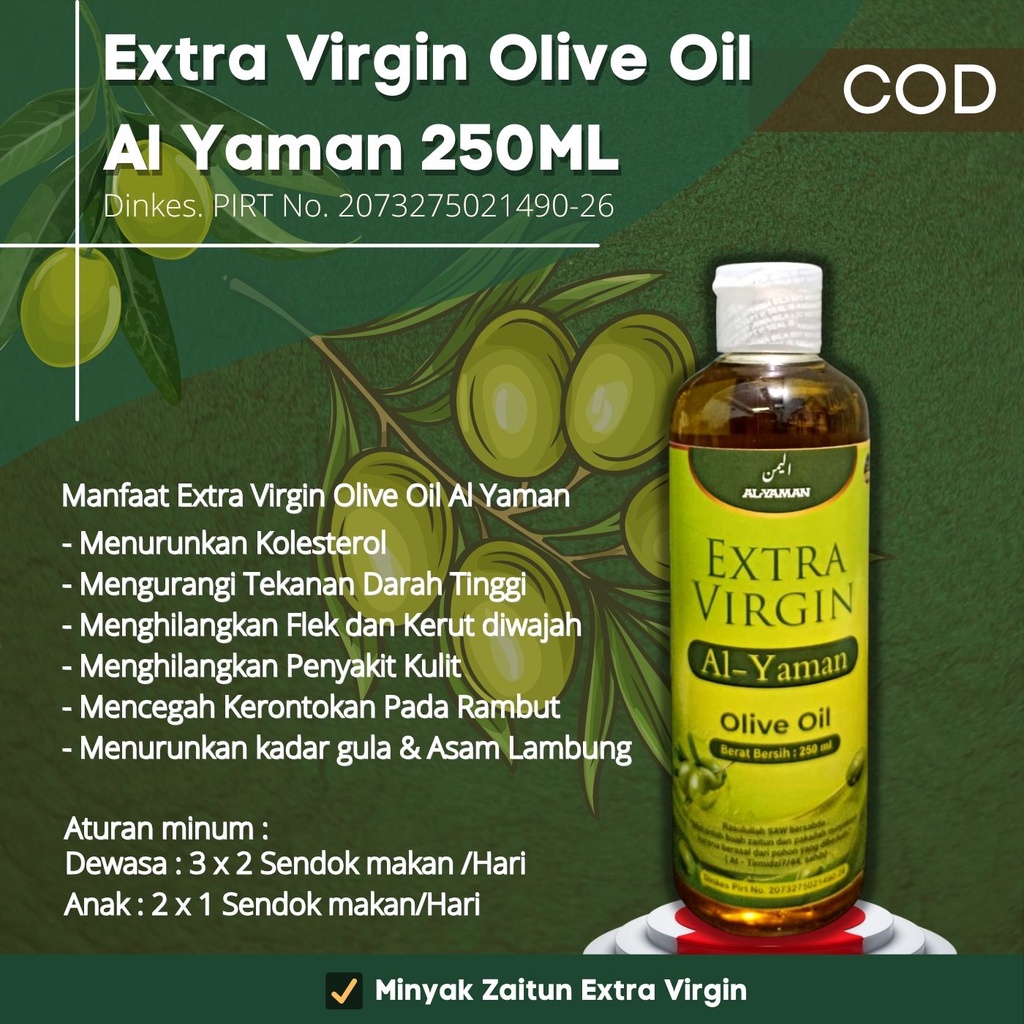 Minyak Zaitun Asli Olive Oil Extra virgin Al Yaman 250 ml