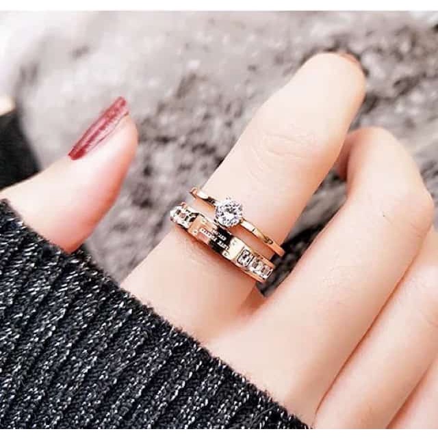 [BAYAR DI TEMPAT] cincin wanita asli titanium/aksesoris wanita asli titanium/perhiasan wanita anti karat