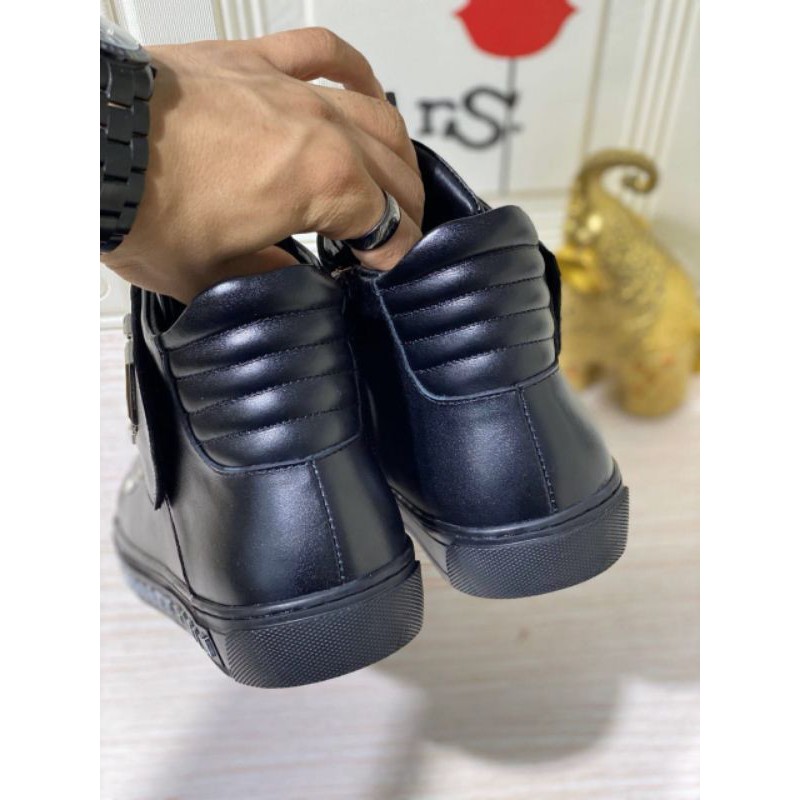 bisa cod sepatu pria sneaker high end philipp plein mirror shoes pp boots type lv 186-1 kulit