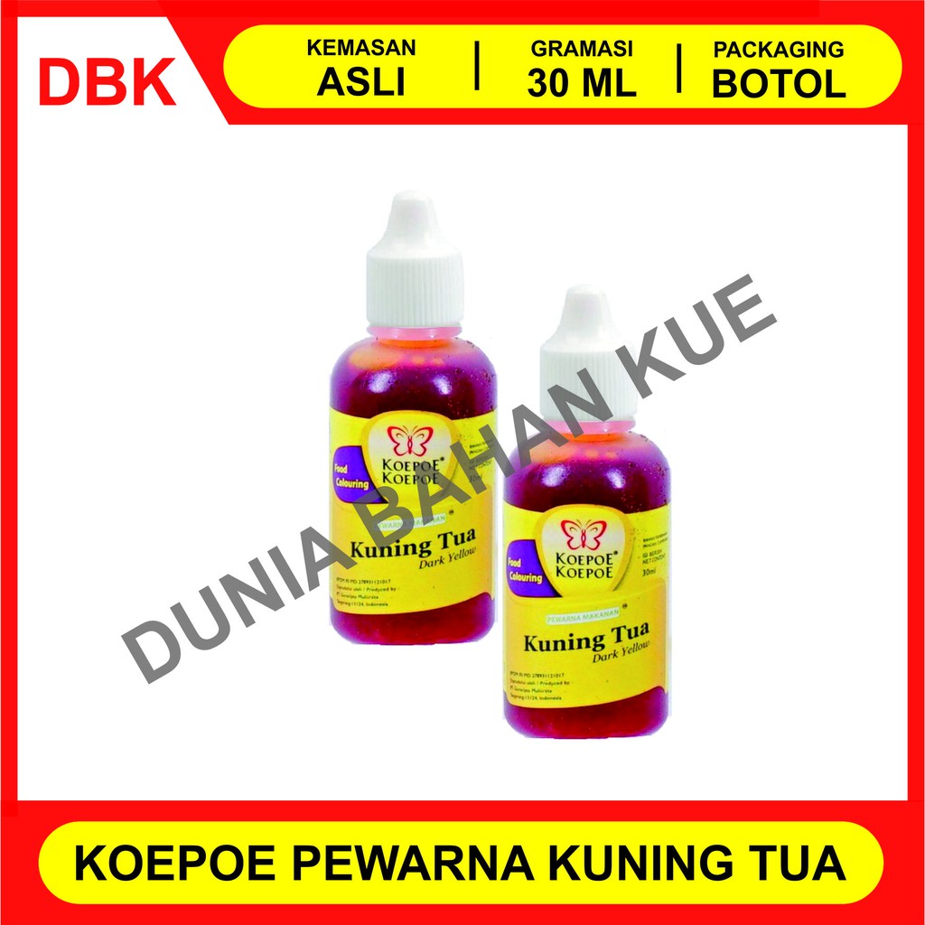 

PEWARNA MAKANAN MINUMAN KOEPOE KOEPOE KUPU KUPU 30 ML - KUNING TUA