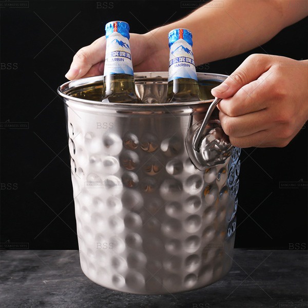 Ice Bucket Stainless Steel 3.5L 5L Wadah Ember Motif Es Batu Minuman Dingin Champagne Wine