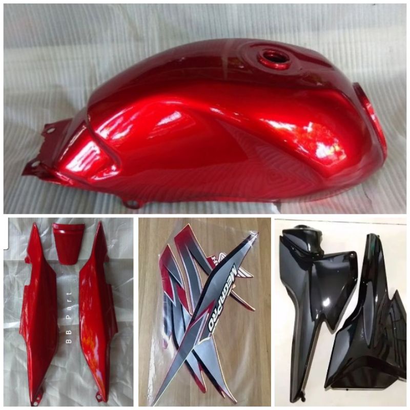 Tanki + Body & Striping Merah Megapro Primus Tangki tengki Bodi sticker New megapro set tutup aki