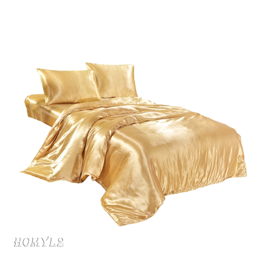 Solid Colored Satin Faux Silk Bedding Set Duvet Cover Set Silky