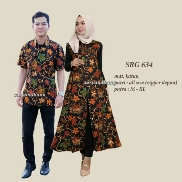 Srg 634 Couple Maxi Cardi Outer Dress Sarimbit Batik Cantik