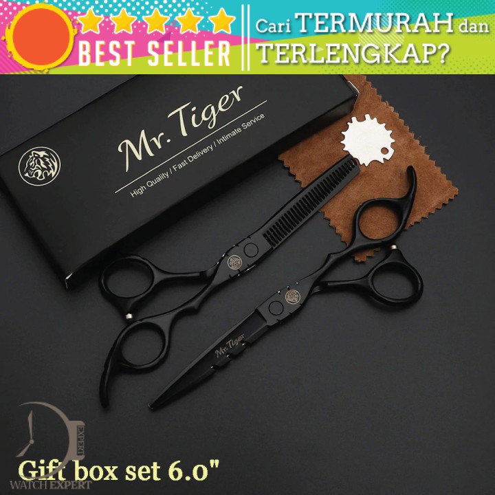 Bisa COD Set Gunting Rambut Professional Barber Hairdressing Scissors 6 Inch 2 PCS - MrTiger 440C