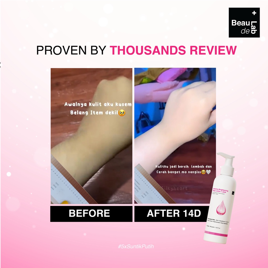 Beaudelab Brightening Body Lotion AHA | Lotion Pemutih Badan Extra Sunscreen | Lotion Serum AHA Penghilang Bekas Luka-3