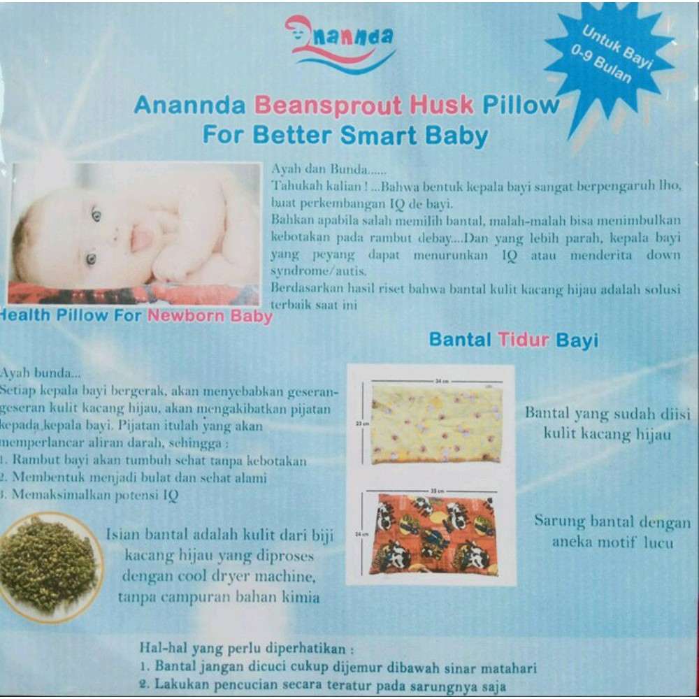 Anannda Bantal Pijat Bayi Isi Kulit Kacang Hijau Anti Peyang Olus Ukuran Kepala Dan Lengan