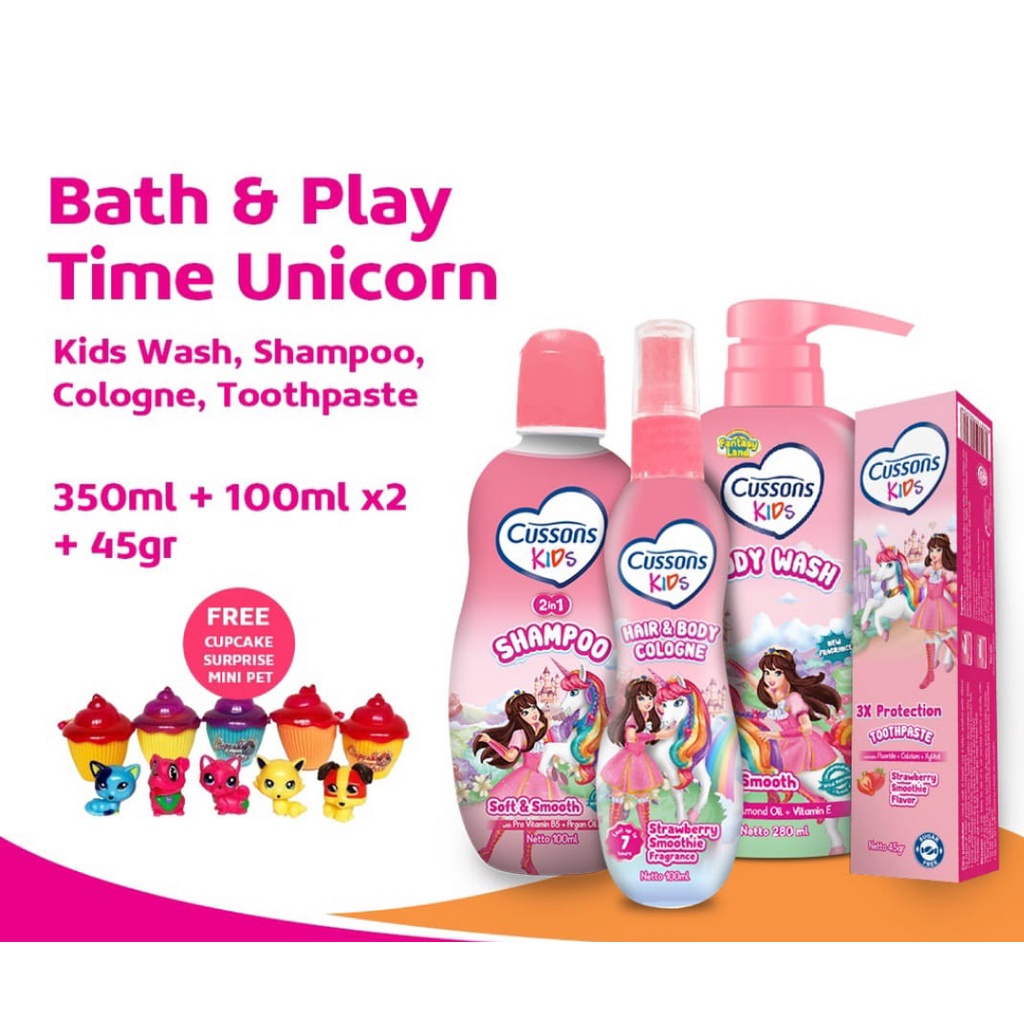 Cussons Kids Bath &amp; Play Time Unicorn FREE Cupcake Surprise Mini Pet