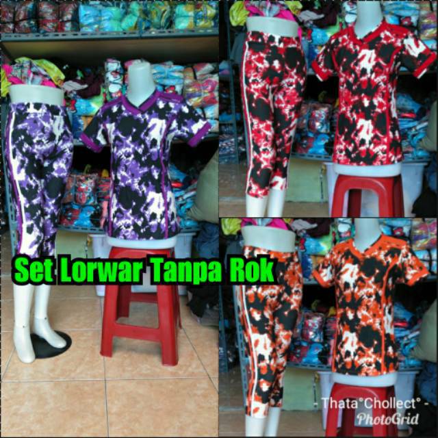 promo stelan baju senam loreng 3/4 aerobik zumba
