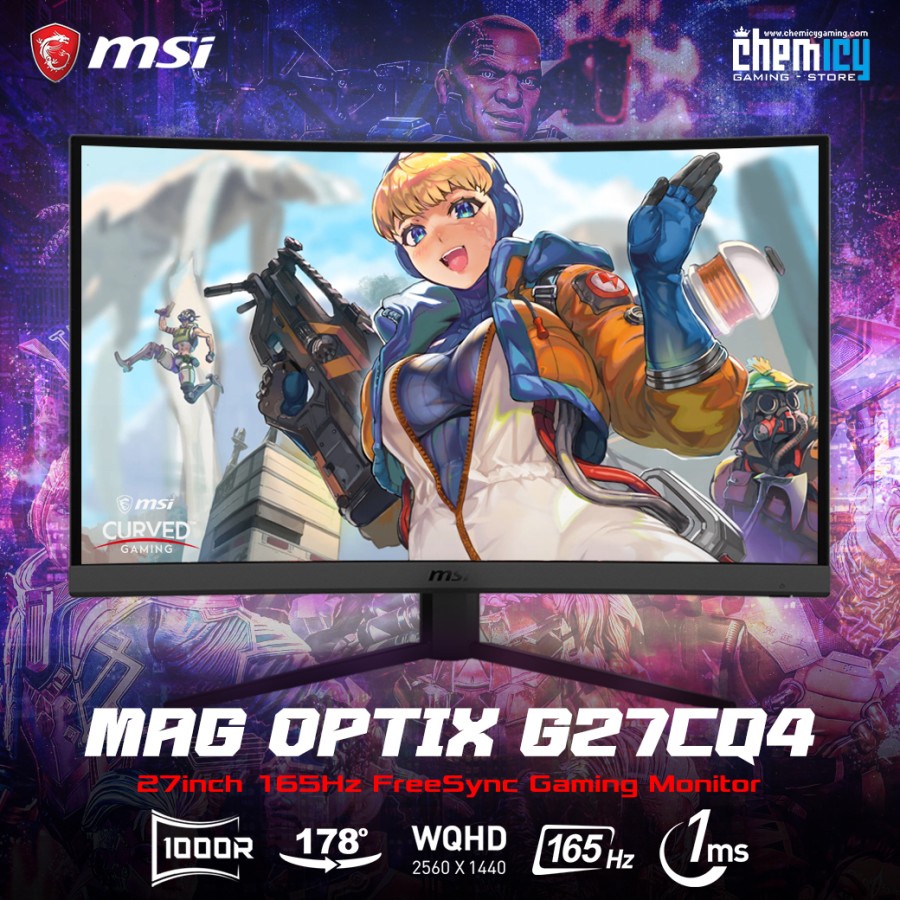 MSI Optix G27CQ4 27inch 165Hz WQHD FreeSync Curved Gaming LED Monitor