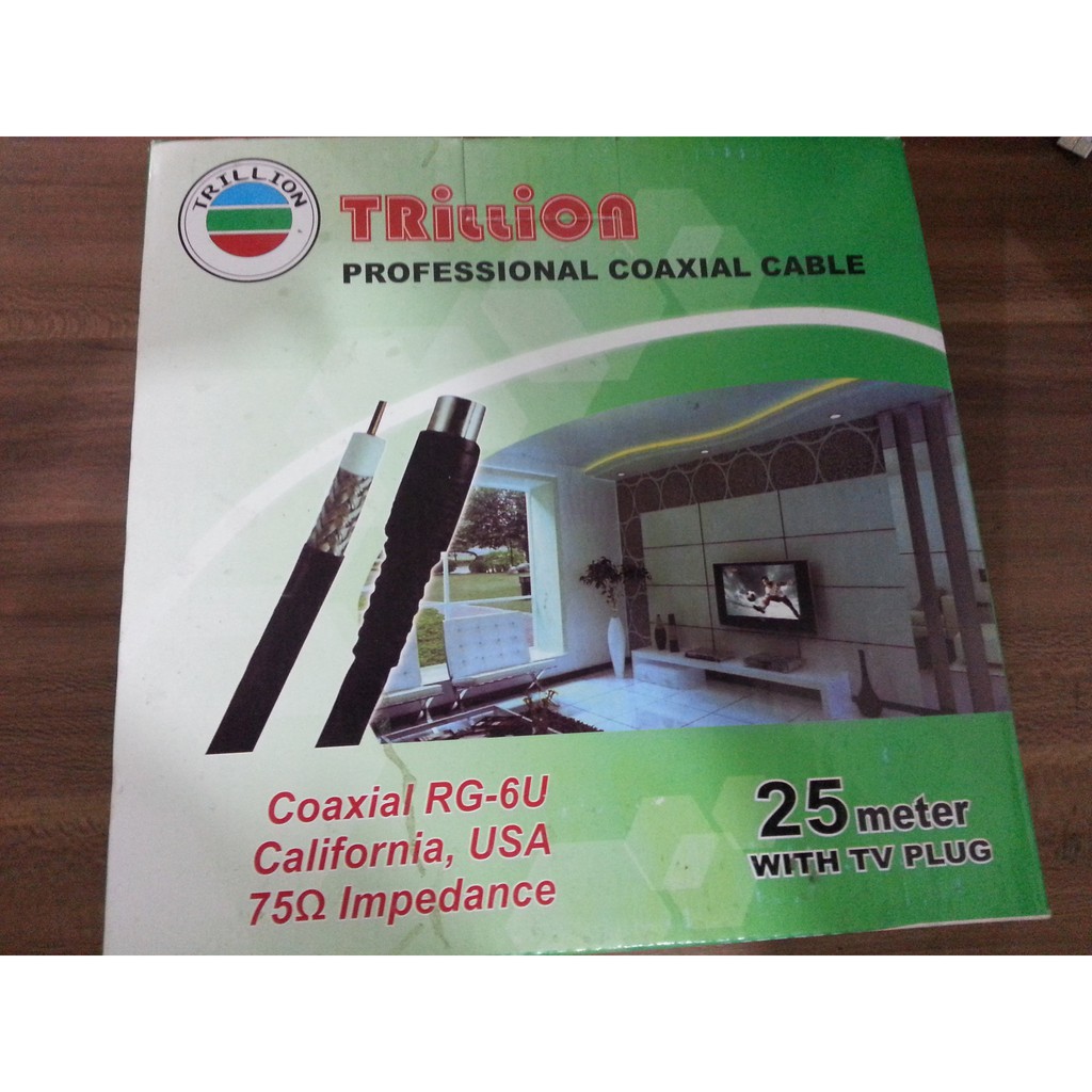 Kabel Antena TV 25 Meter + Jeck TV Bagus merk Trillion