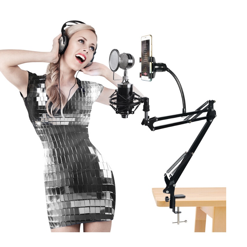 (100% BARANG ORI) TaffSTUDIO Microphone Suspension Boom Scissor Arm with Lazypod - D6