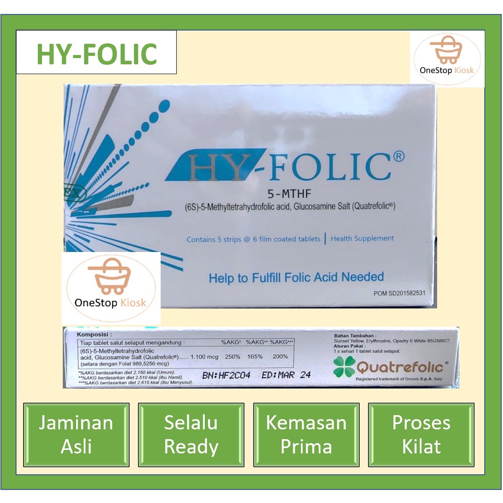 HY-FOLIC Box Hy Folic isi 30 tablet