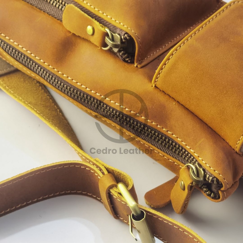 Cedro Leather Tas Pria kulit Asli waistbag hazelnut premium collection