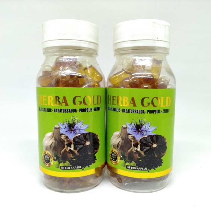 Kapsul Herba Gold isi 100 - Black Garlic Habbatussauda Propolis Zaitun