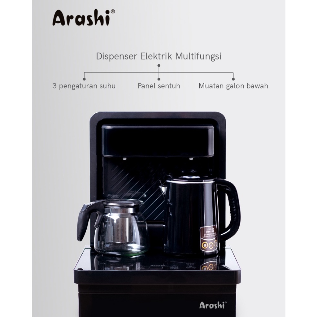 Dispenser Arashi AMD-01B Galon Bawah Dispenser Bottom Load Arashi AMB-01 B / AMD 01 B Dispenser Multifungsi + Remote