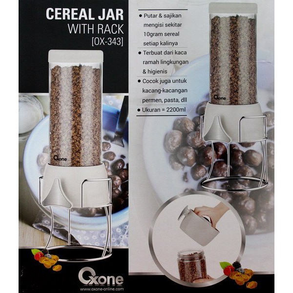 Oxone OX-343 Cereal Jar with Rack Tempat Sereal Kaca