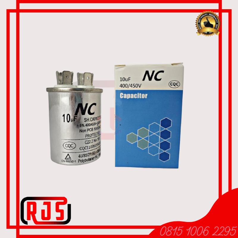 Running Capacitor Kapasitor AC 10 uF 400/450 V Merk NC