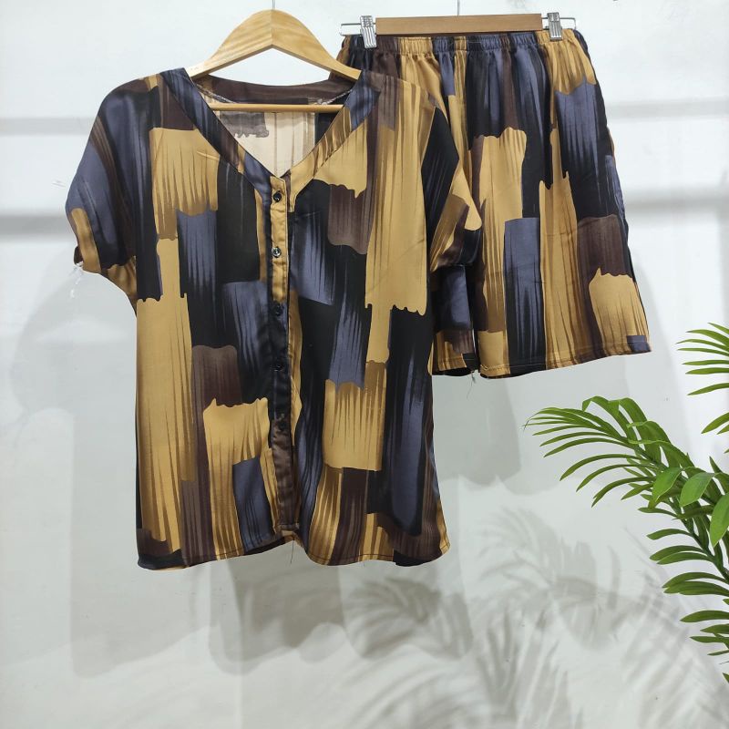 PIYAMA KANCING PENDEK HITS PIYAMA KANCING BUSUI | PIYAMA RAYON | HOMEWEAR-NK PD K