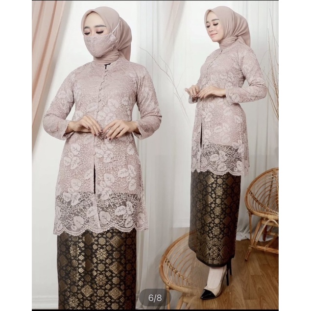 (COD) Stelan tunik Busui - Stelan Tunik brokat - Kebaya Tunik Brokat - Kebaya Modern -Kebaya Terbru -Kebaya modern mix songket