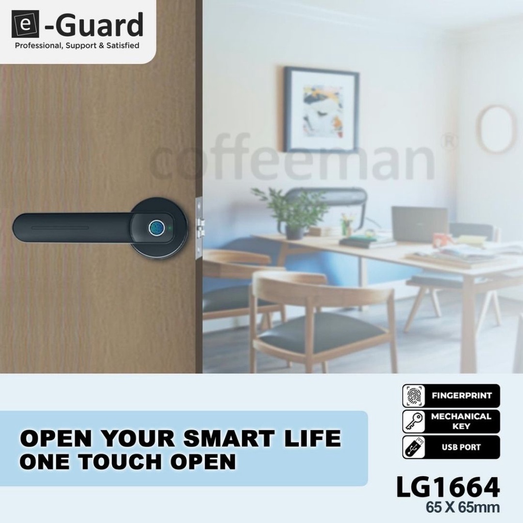 e-Guard Kunci Pintu Fingerprint Digital Smart Door Lock LG1664 Kost