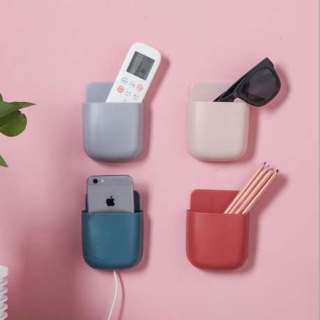 Tempat Gantung Peyimpanan Handphone Remote ATK HP Kabel Organizer Serbaguna Tempel Dinding