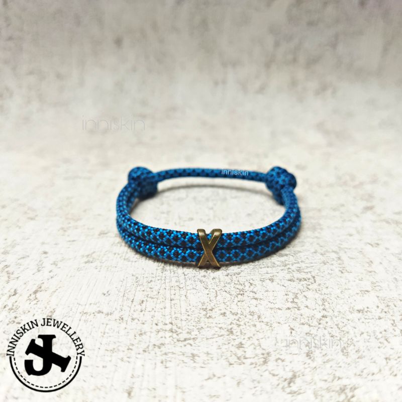 Gelang Paracord Mix Black Blue / Gelang Paracord + X Besi / Gelang Paracord Sleeve X