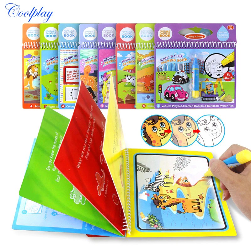 

COOLPLAY Magic Water Drawing Book Coloring Book Doodle & Magic Pen Painting Drawing Board For Kids