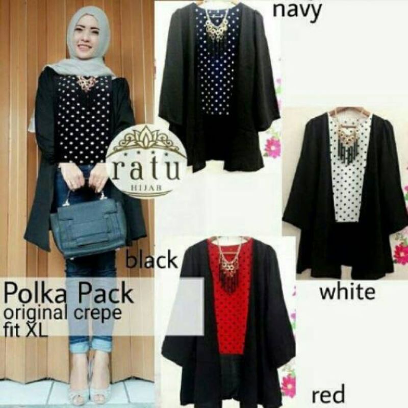 Polka pack atasan wanita blouse fashion remaja muslim