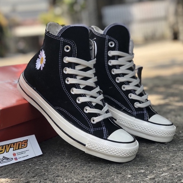 Sepatu Bunga Sepatu Converse 70s Motif Peace Minus One BUNGA High Black
