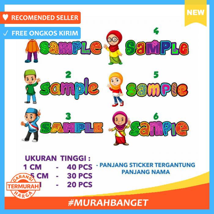 

Stiker - Label Nama Tahan Air/Sticker Waterproof Cutout Muslim Kids - Pengikat & Perekat