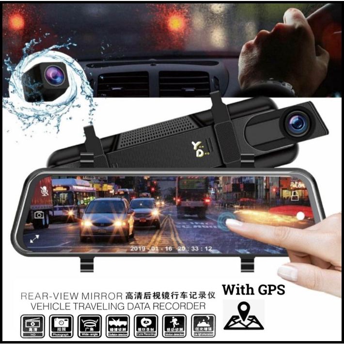 Dashcam Kamera Dual Camera Mobil + Gps 1080P Hd Full View Dvr Lebar