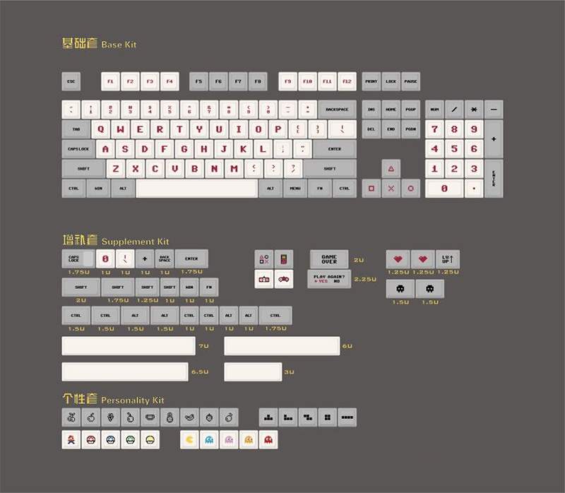 Keycaps Keyboard Mekanikal Pbt Xda Sublimation Fc Retro Untuk Gh60 / 64 / 68 / 104