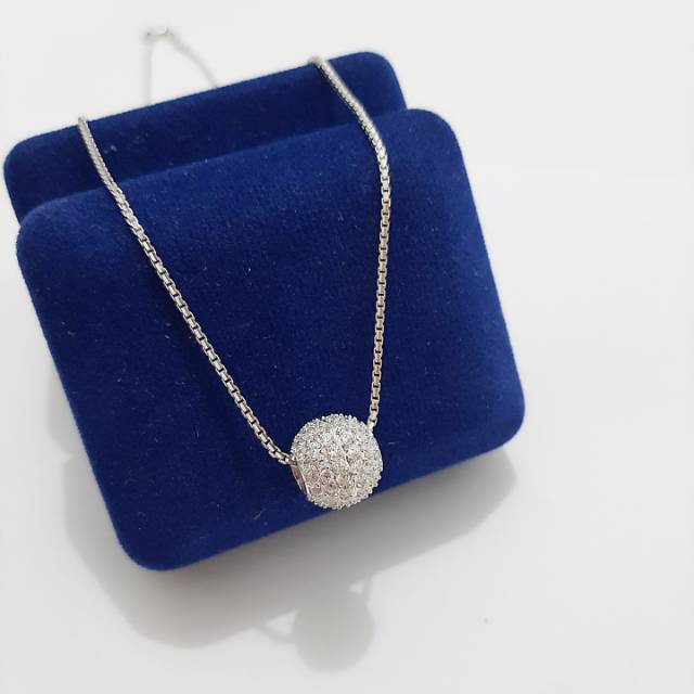 KALUNG ITALY LIONTIN BOLA PERAK 925 SILVER - PERHIASAN WANITA PERAK ASLI - IMPORT -K118