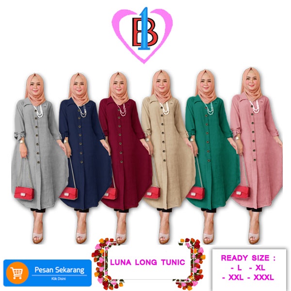 LUNA LONG TUNIC Jumbo Baju Atasan Wanita B1-Love 68156-70147-7960-7877 L,XL,XXL,XXXL