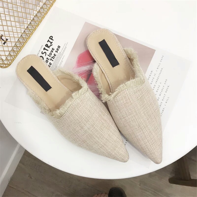 Sepatudari Karin Flatshoes wanita mules rumbai sepatu balet nyaman dipakai KR-FS0028