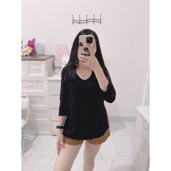 Kaos 7/8 wanita | tshirt oversize lengan 7/8 wanita | kaos polos wanita murah | EXG.id