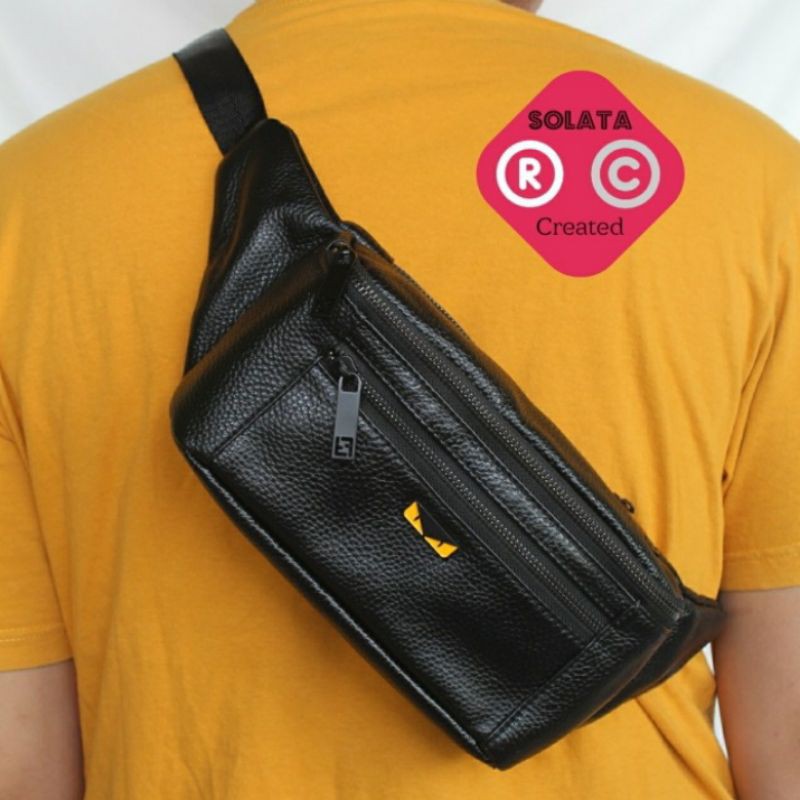 Tas Selempang pria / slingbag pria kulit asli / Waistbag kulit asli